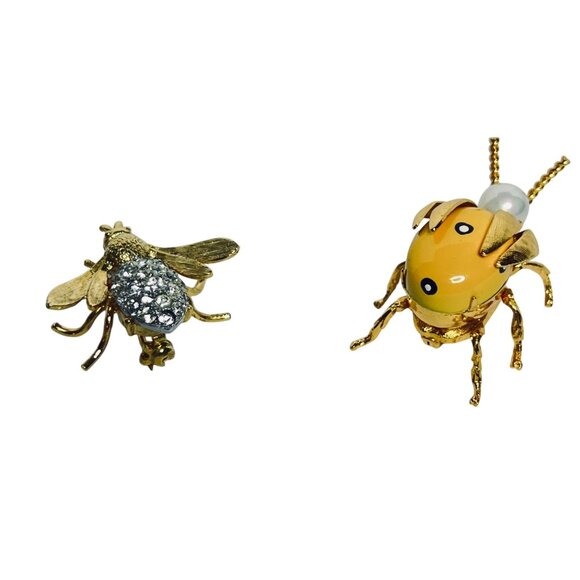 Vintage Gold Tone Bee And Ladybug Pins (6074) - Picture 3 of 5